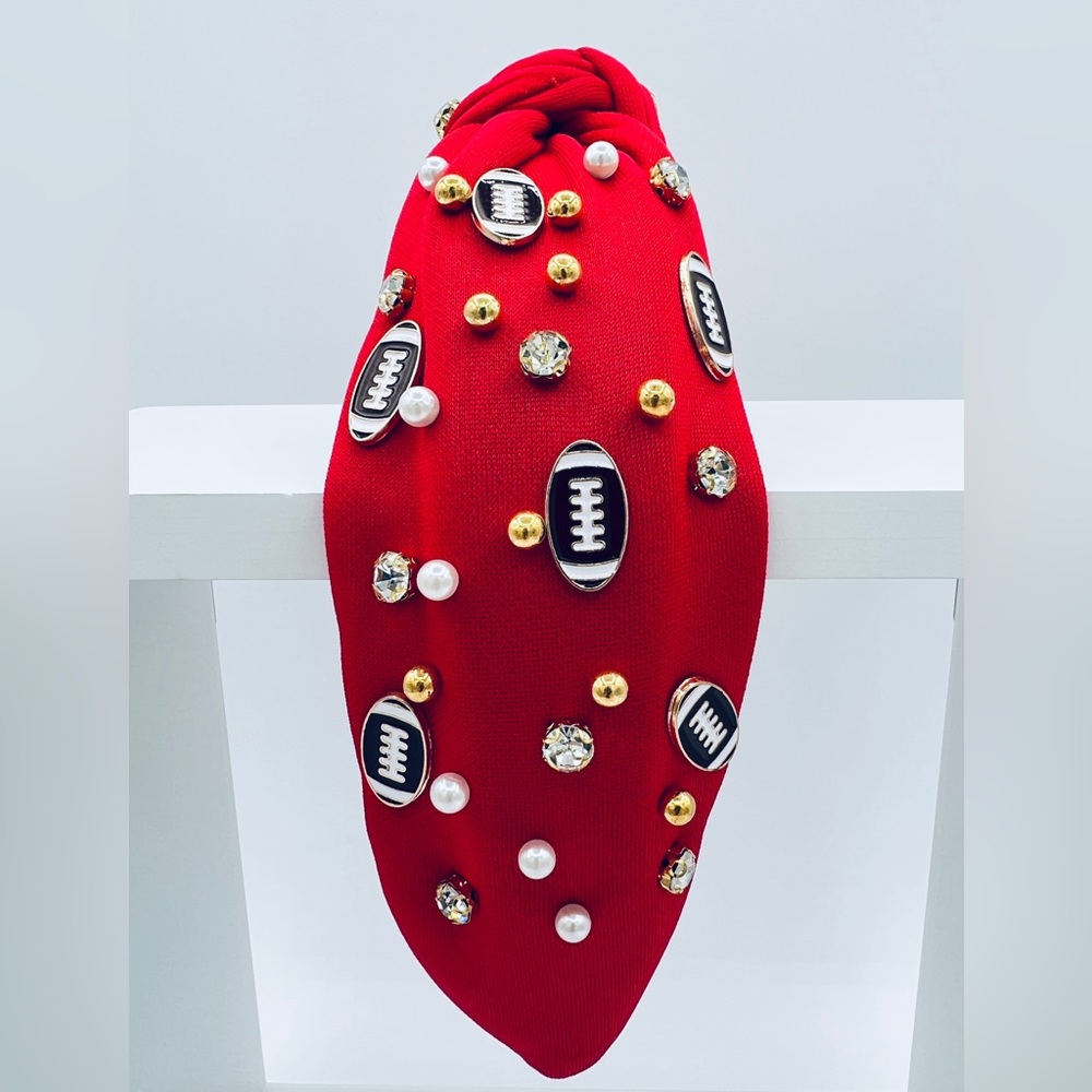 Red Football Embellished Headband New